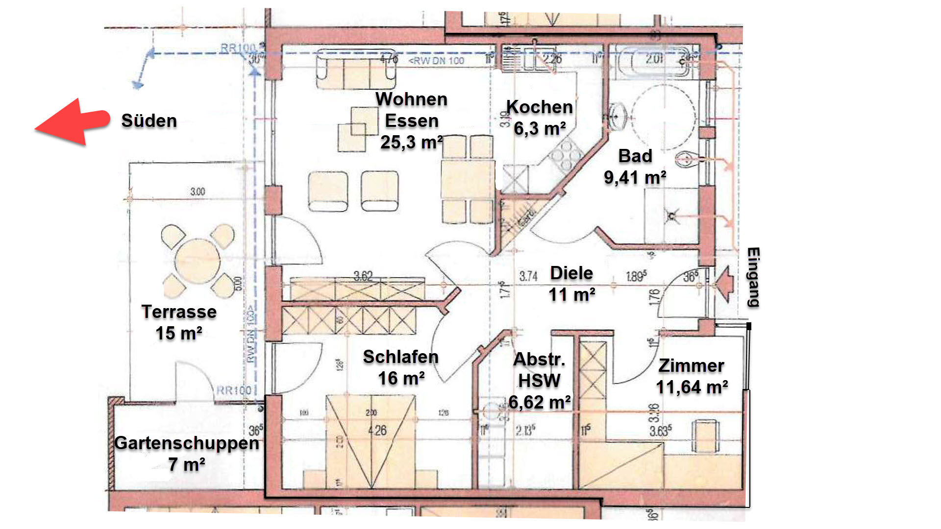 Morsbach-Seifen: Kleiner, moderner Bungalow in ruhiger Ortsrandlage, Bungalow: 86,3 m² Wohnfläche und Terrasse